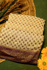 Handwoven Ivory Banarasi Crepe Georgette Saree