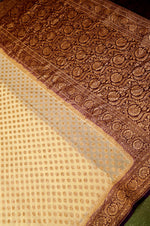 Handwoven Ivory Banarasi Crepe Georgette Saree