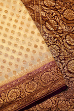 Handwoven Ivory Banarasi Crepe Georgette Saree