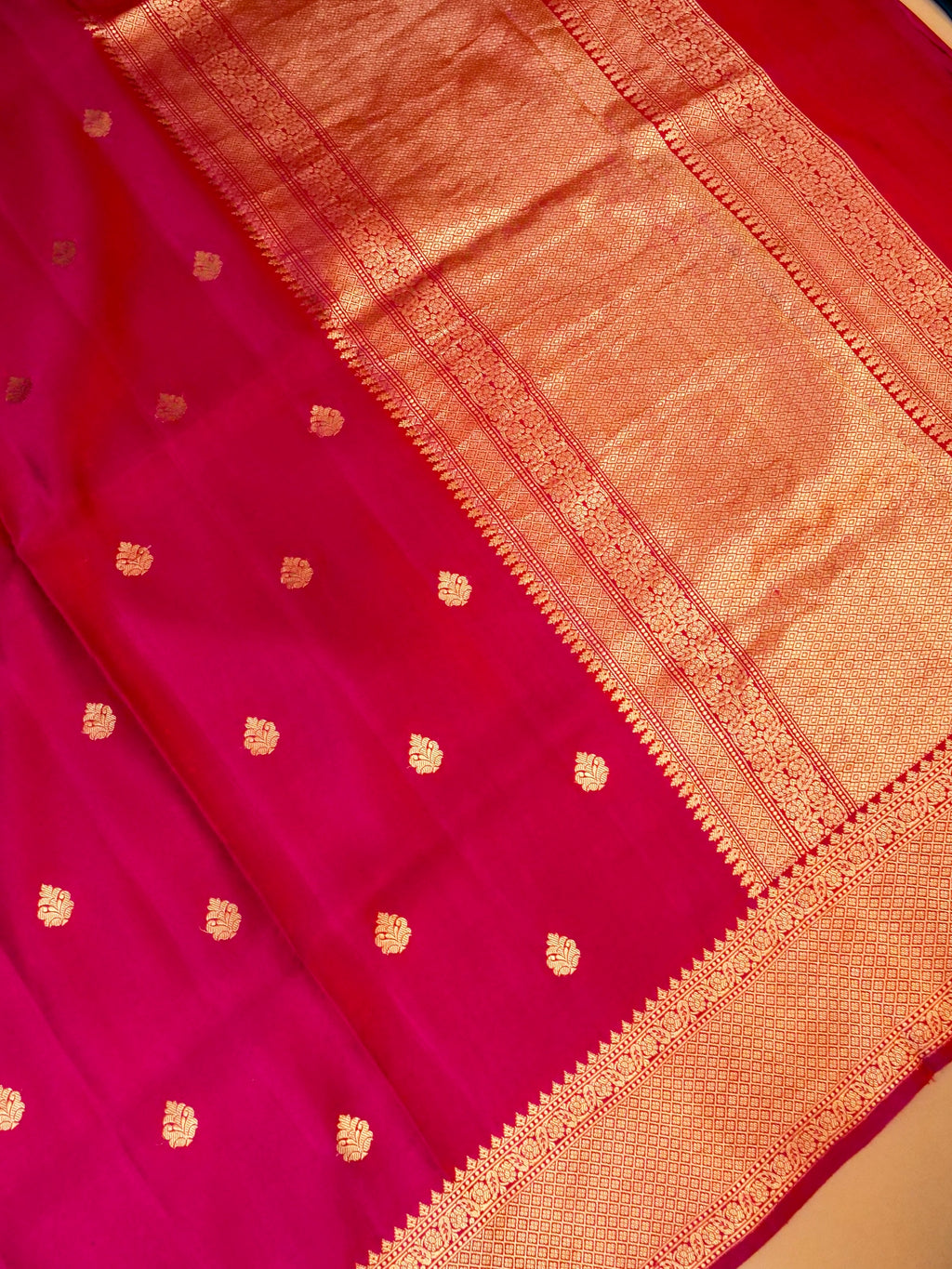 Handwoven Magenta Banarasi Mashru Silk Saree