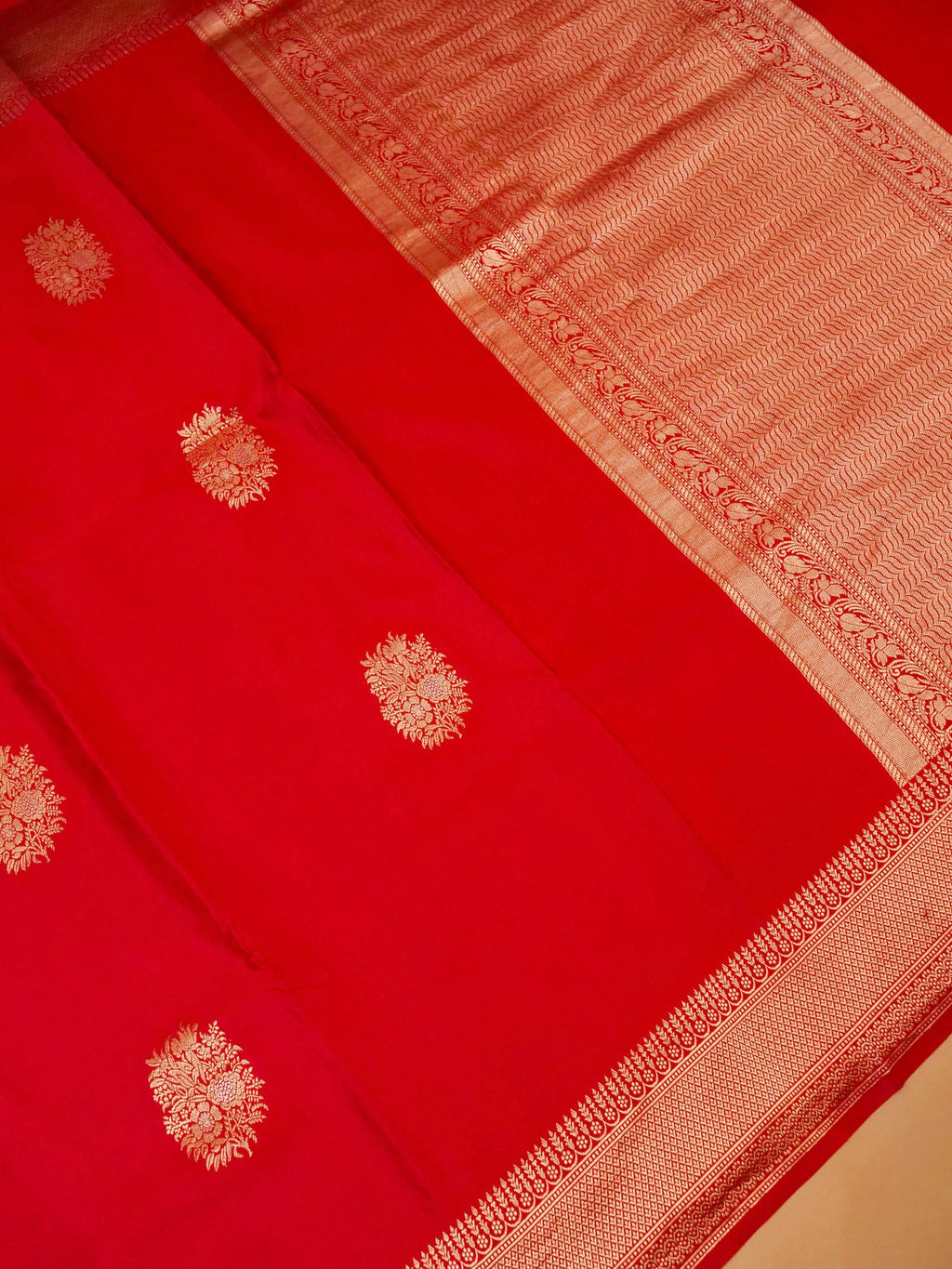 Handwoven Red Banarasi Mashru Silk Saree