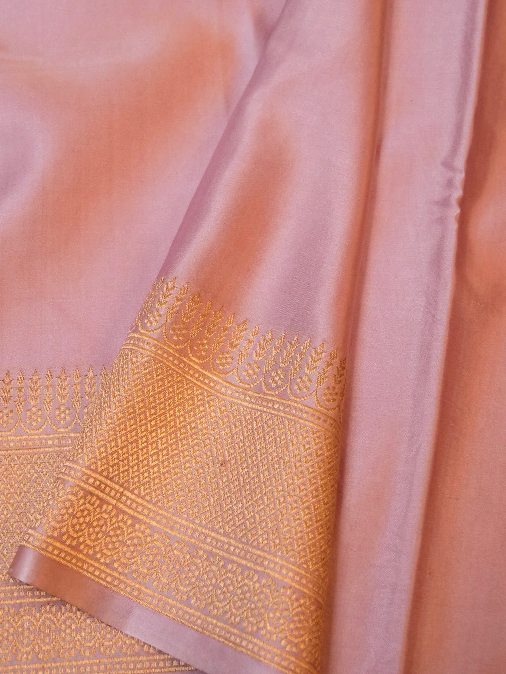 Handwoven Baby Pink Banarasi Mashru Silk Saree