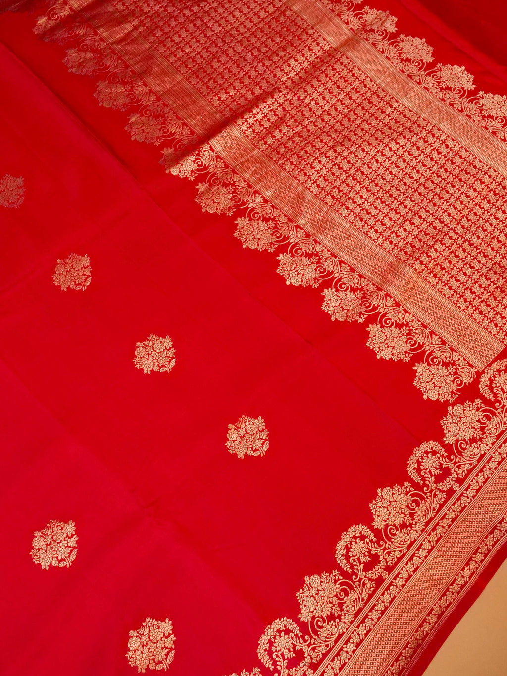 Handwoven Red Banarasi Mashru Silk Saree