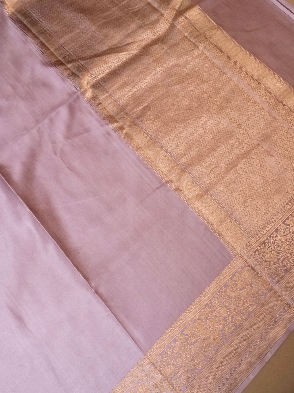 Handwoven Mauve Banarasi Mashru Silk Saree