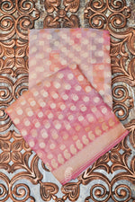 Handwoven Pink Banarasi Khaddi Georgette Silk Saree