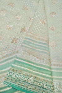 Handwoven Pale Turquoise Green Banarasi Khaddi Georgette Silk Saree