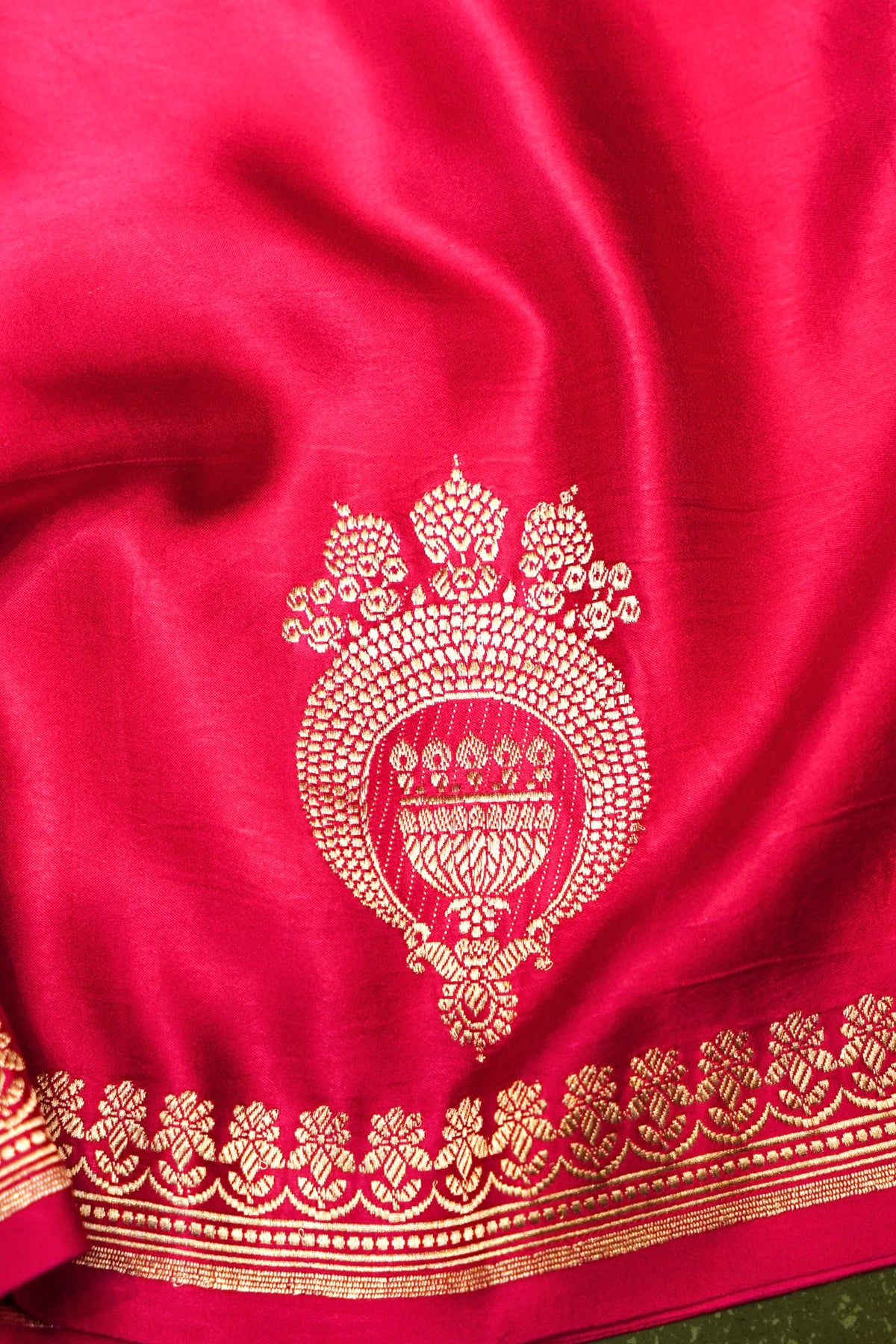 Handwoven Pink Banarasi Mashru Silk Saree