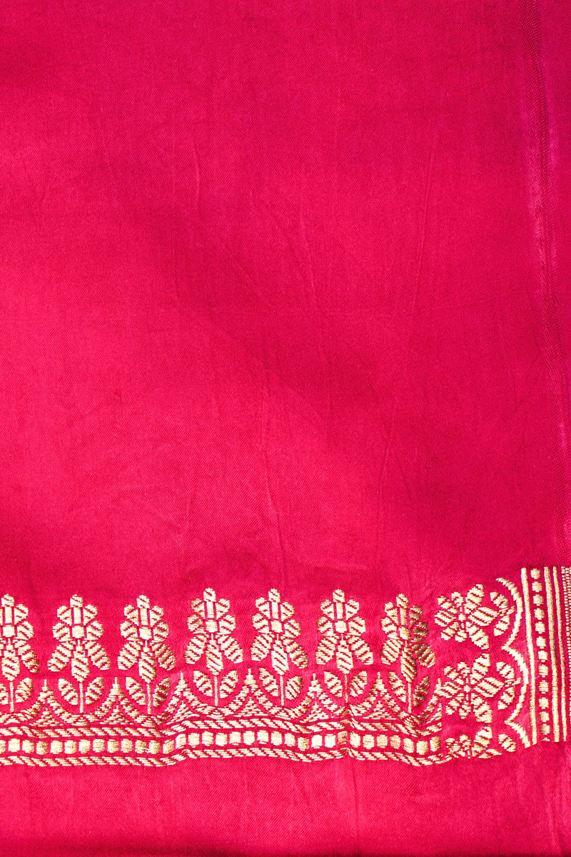 Handwoven Pink Banarasi Mashru Silk Saree