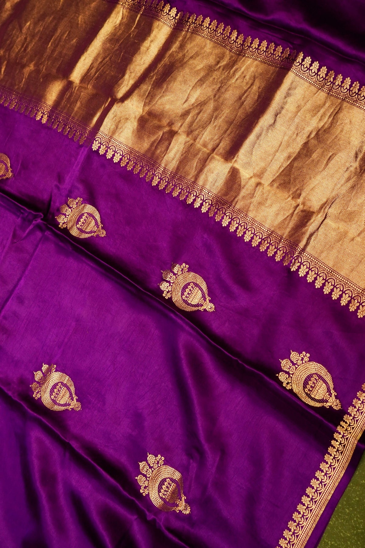 Handwoven Purple Banarasi Mashru Silk Saree