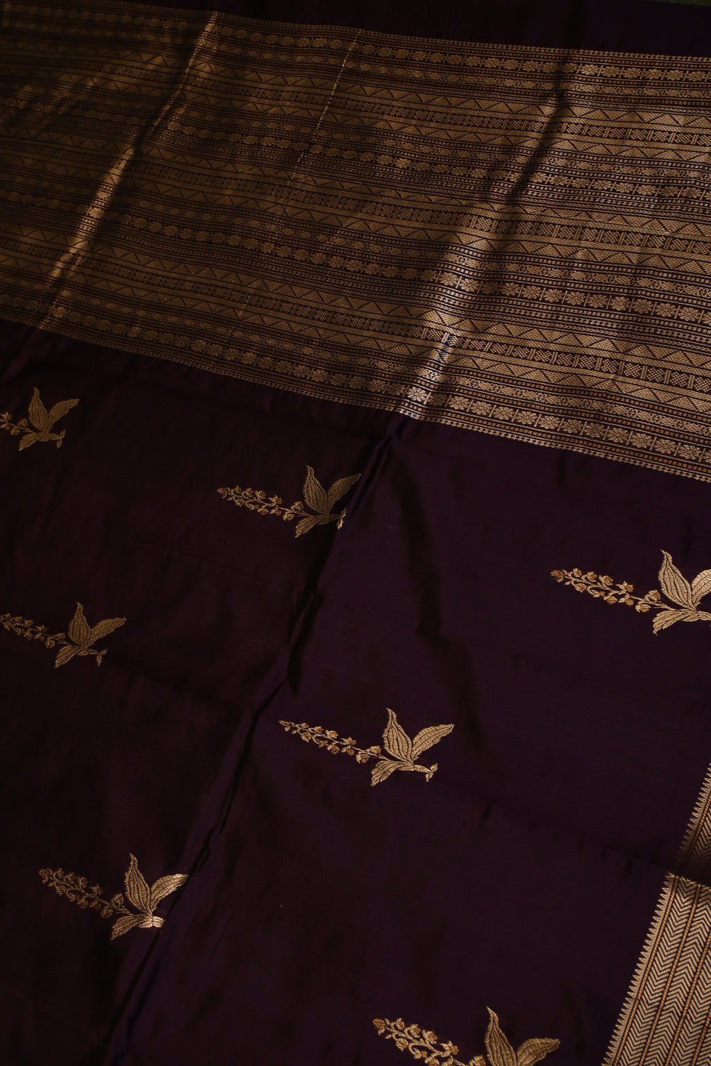 Handwoven Purple Banarasi Katan Soft Silk Saree