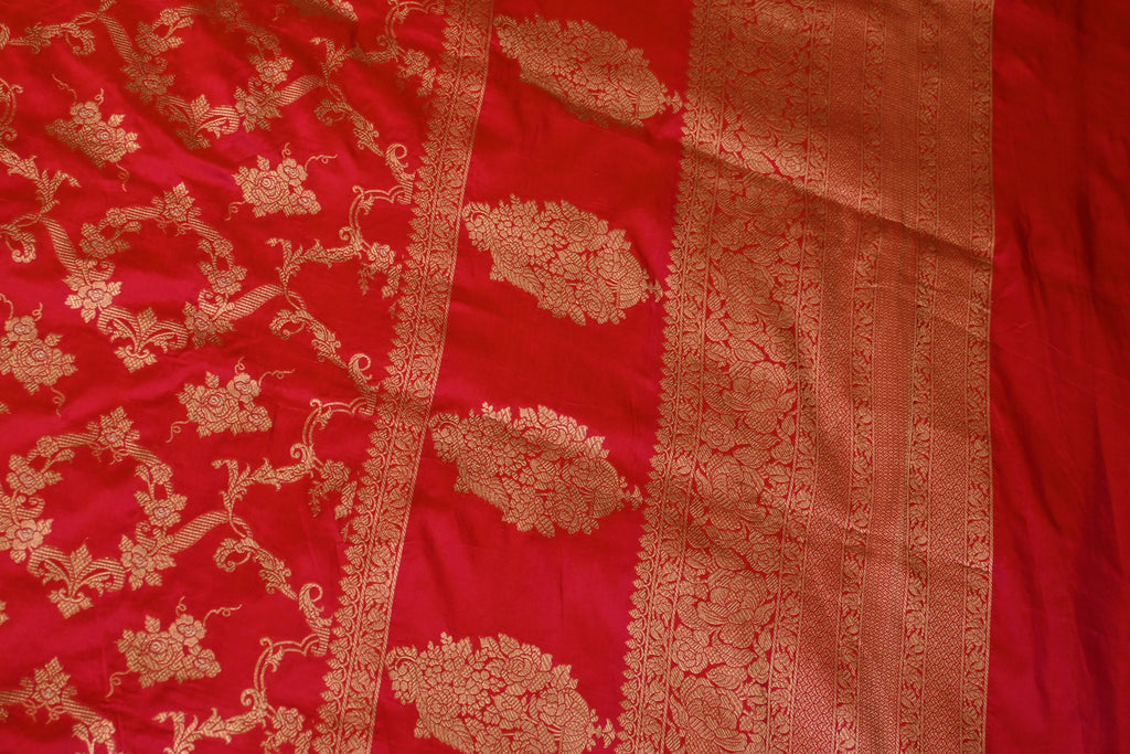 Handwoven Red Banarasi Katan Silk Saree