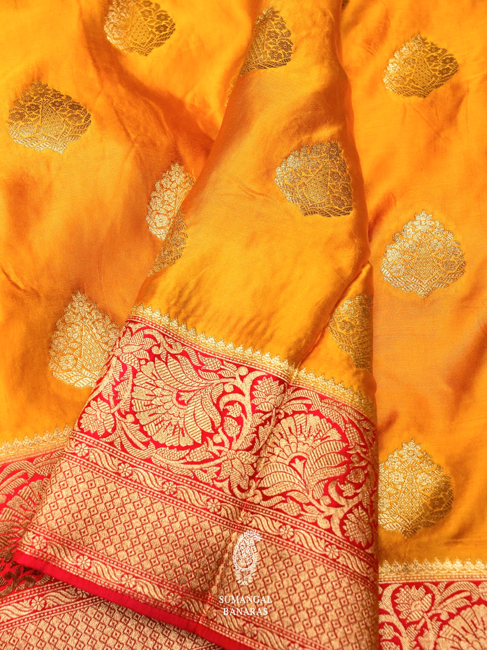 Banarasi Yellow Blended Moonga Silk Saree
