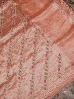 Handwoven Simmery Pink Banarasi Tissue Silk Saree