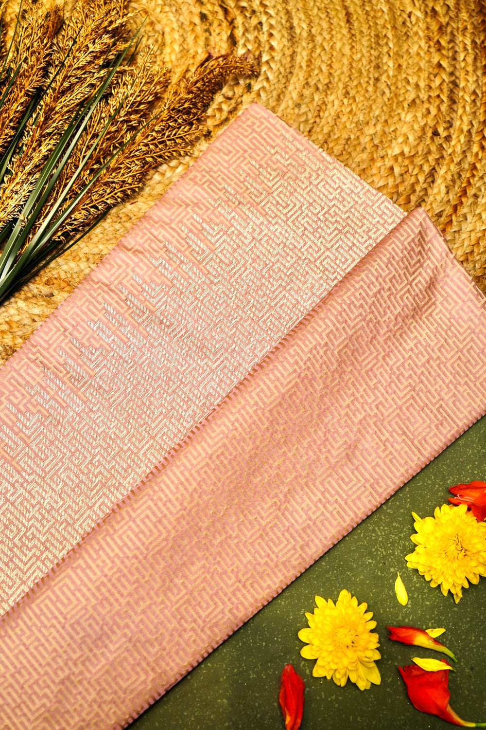 Banarasi Light Peach Blended Mashru Silk Saree