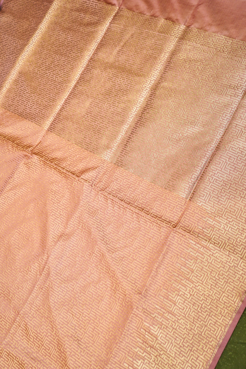 Banarasi Light Peach Blended Mashru Silk Saree