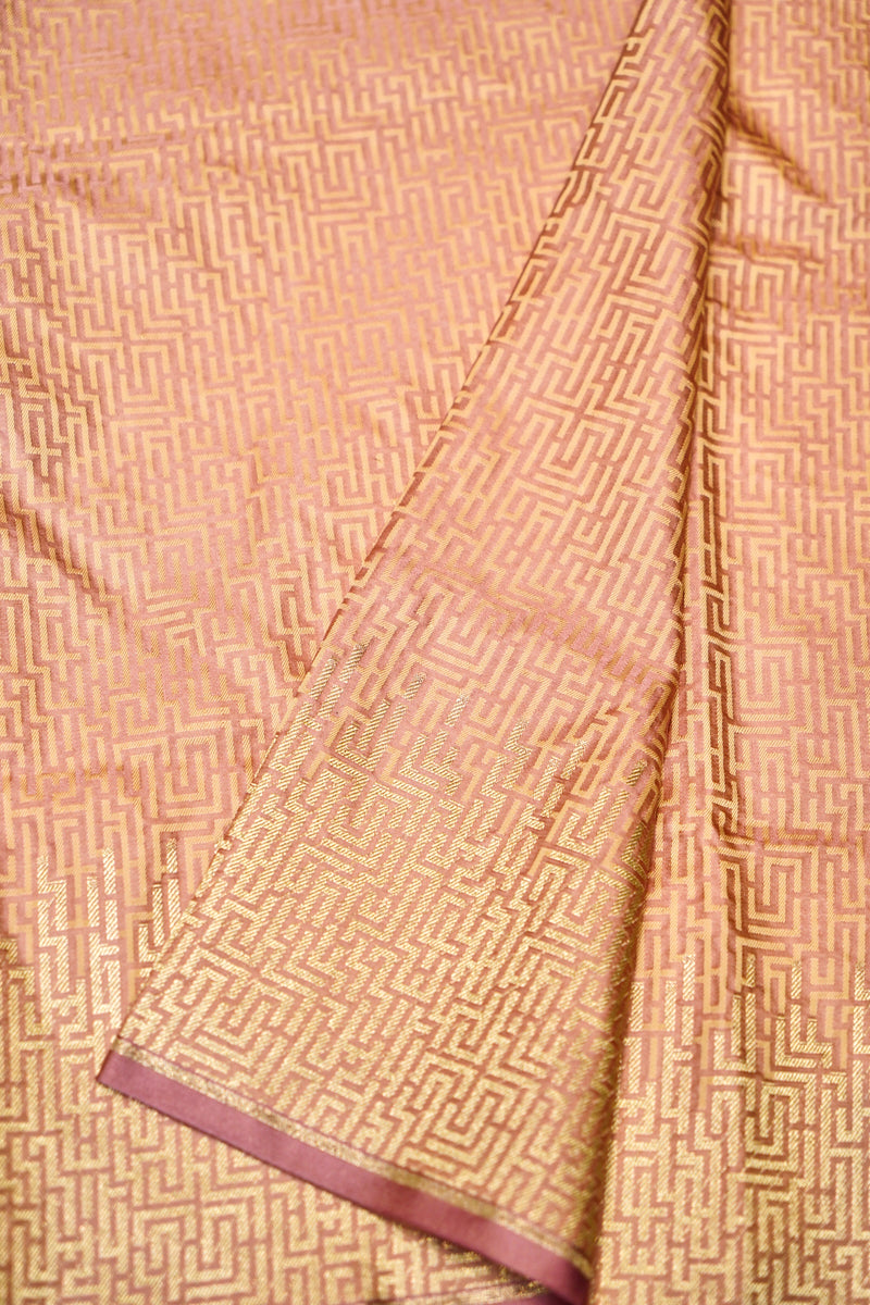Banarasi Light Peach Blended Mashru Silk Saree