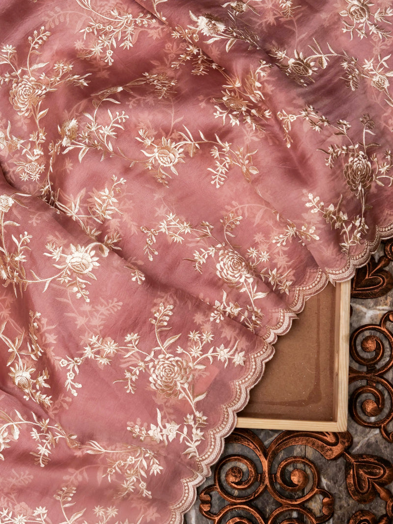Handwoven Mauve Pink Banarasi Organza Silk Saree