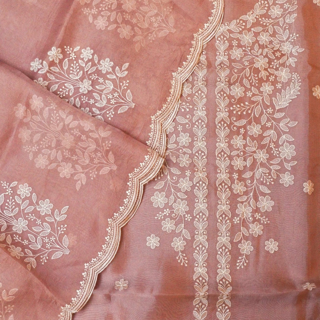 Designer Onion Pink Organza Suit