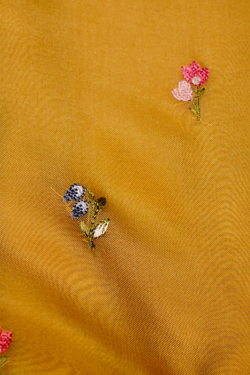 Designer Mustard Organza Suit