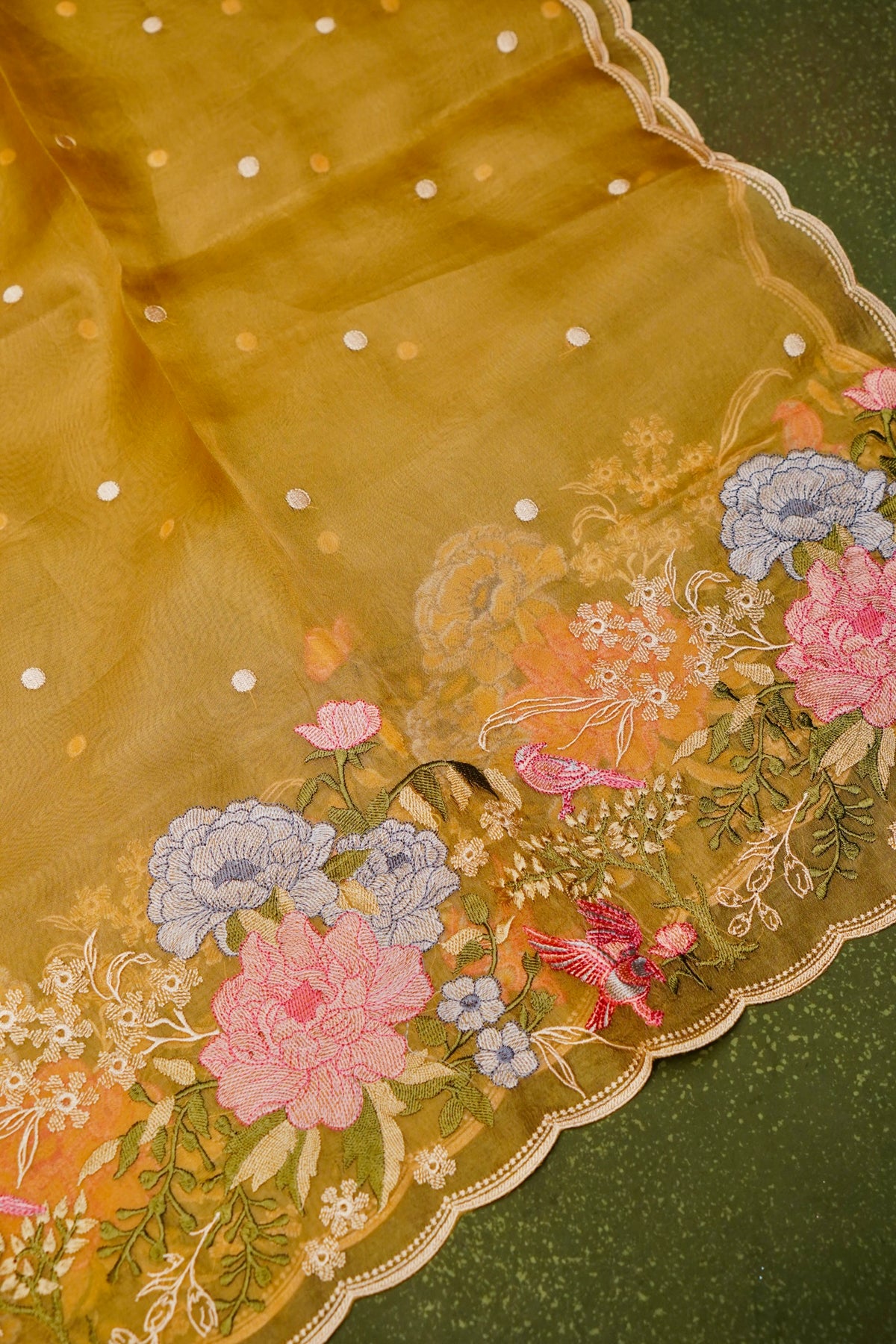 Designer Mustard Organza Suit