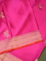 Handwoven Pink Banarasi Mashru Silk Saree