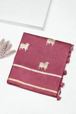 Handwoven Onion Pink Motif Banarasi Katan Soft Silk Saree