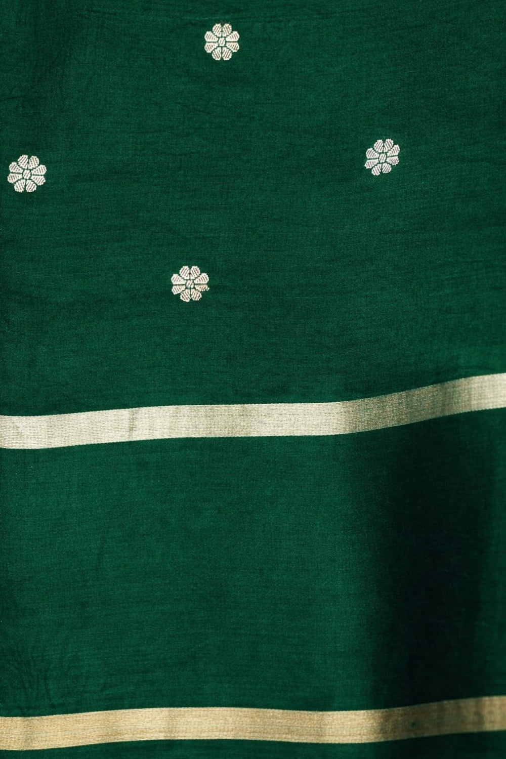 Handwoven Forest Green Motif Banarasi Katan Soft Silk Saree