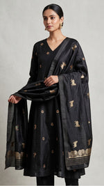 Handwoven Black Banarasi Katan Silk Suit