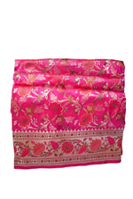Rose Red Meenakari Jaal Katan Silk Handwoven Banarasi Saree