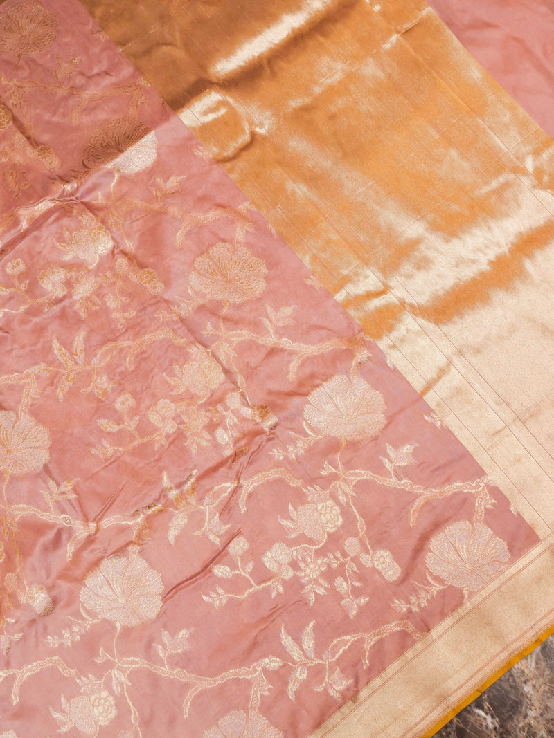 Handwoven Blush Pink Banarasi Katan Silk Saree