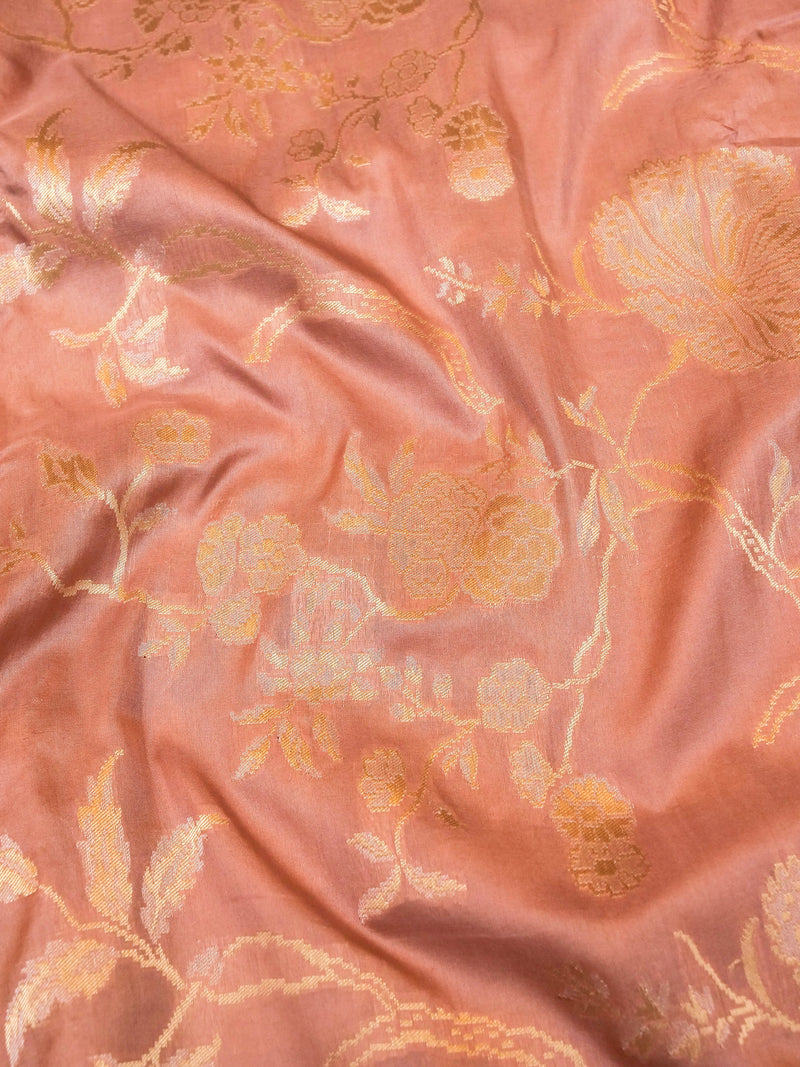 Handwoven Blush Pink Banarasi Katan Silk Saree