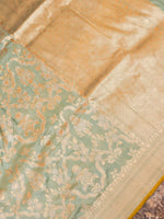 Handwoven Pale Green Banarasi Katan Silk Saree