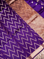 Handwoven Ink Violet Banarasi Katan Silk Saree