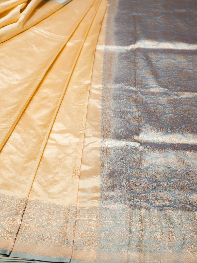 Handwoven Cream Banarasi Katan Silk Saree