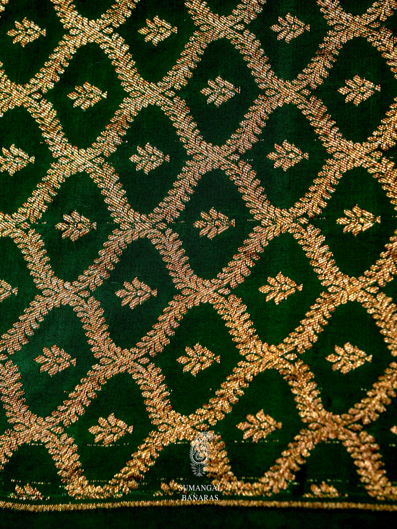 Handwoven Dusky Green Banaras Crepe Silk Saree