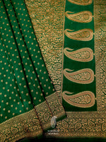Handwoven Dusky Green Banaras Crepe Silk Saree