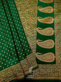 Handwoven Dusky Green Banaras Crepe Silk Saree