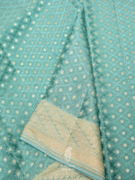 Handwoven Powder Blue Banaras Crepe Silk Saree