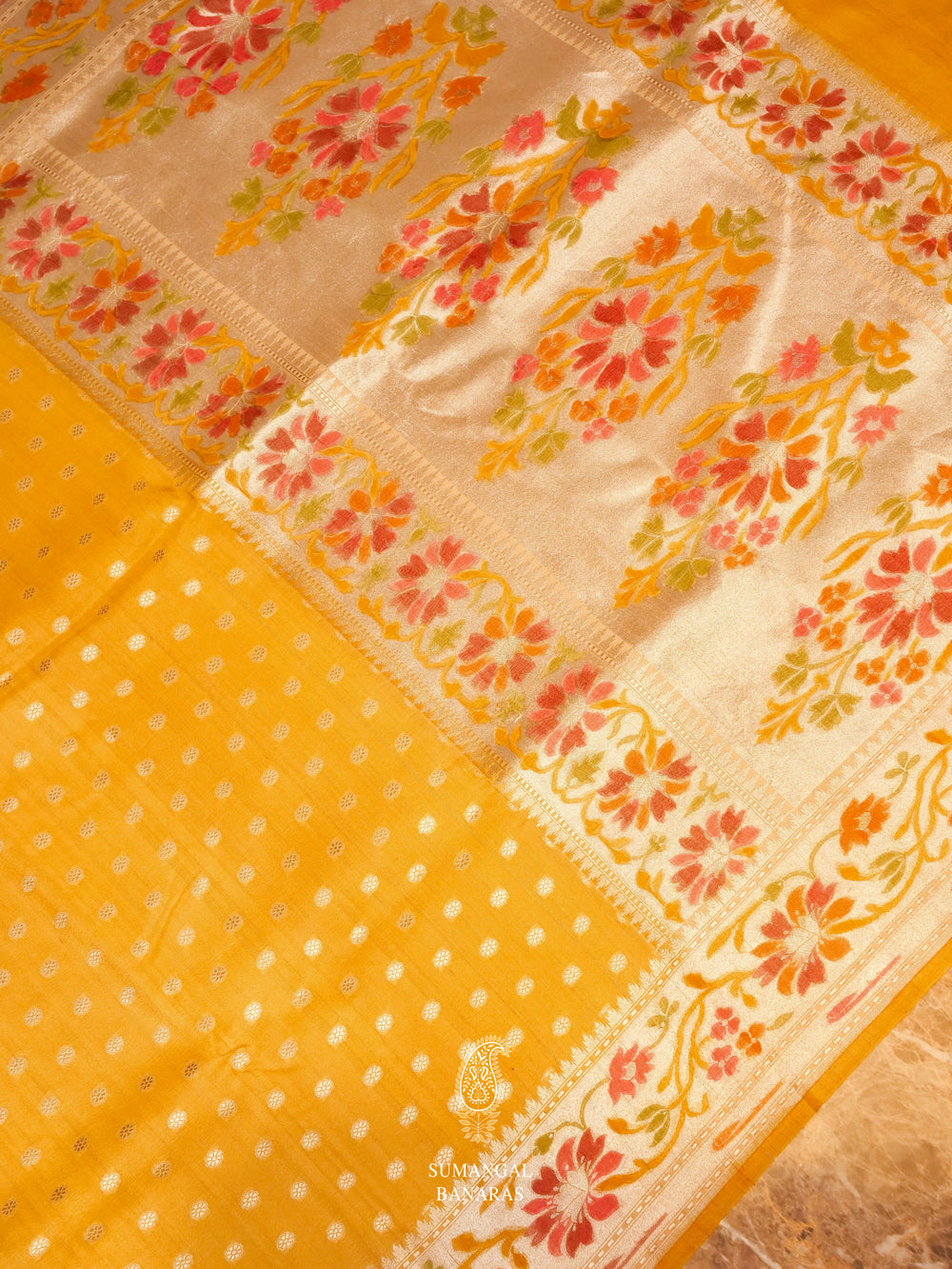 Handwoven Mellow Yellow Banaras Tussar Silk Saree