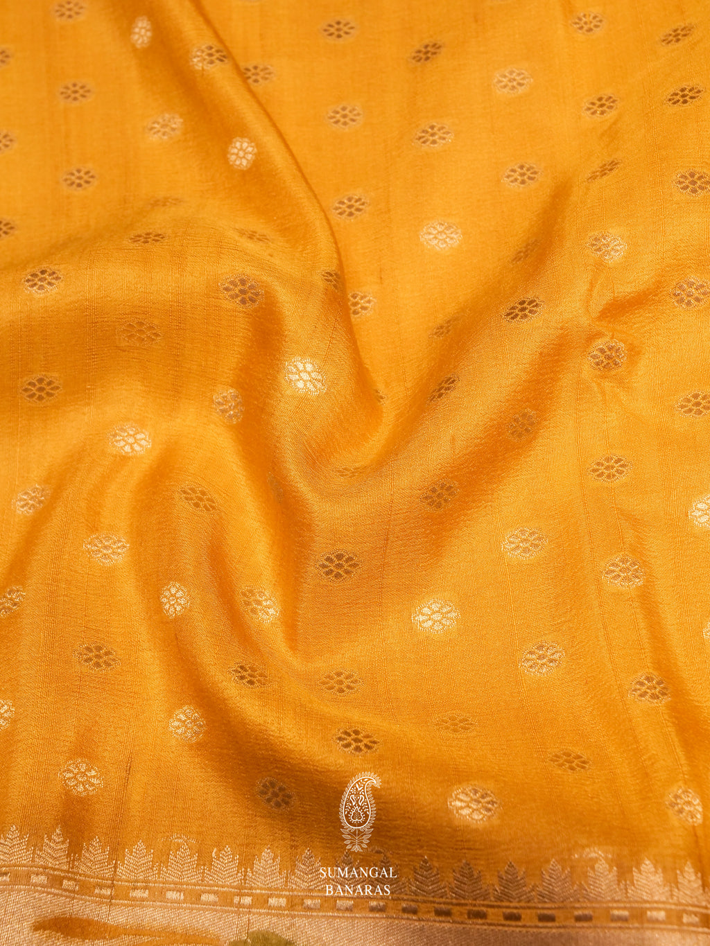 Handwoven Mellow Yellow Banaras Tussar Silk Saree