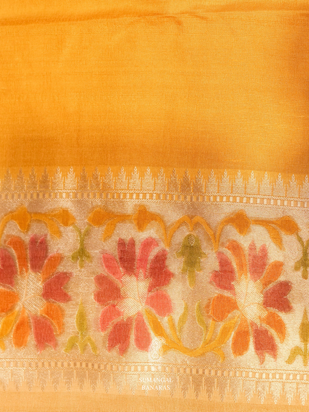 Handwoven Mellow Yellow Banaras Tussar Silk Saree