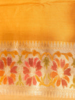 Handwoven Mellow Yellow Banaras Tussar Silk Saree