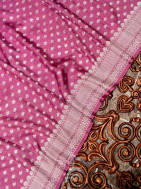 Handwoven Mulberry Pink Banaras Crepe Silk Saree