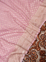 Handwoven Baby Pink Banaras Crepe Silk Saree