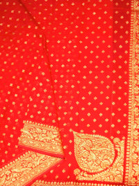 Handwoven Chilly Red Banaras Crepe Silk Saree