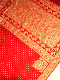 Handwoven Chilly Red Banaras Crepe Silk Saree