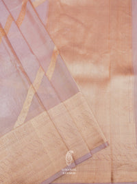 Handwoven Pastel Mauve Tissue Silk Saree