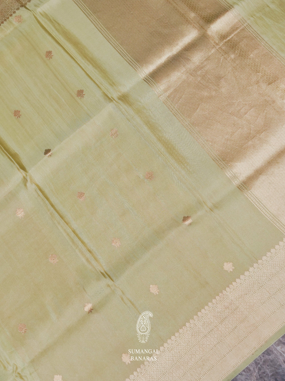 Handwoven Ravishing Green  Tissue Silk Saree