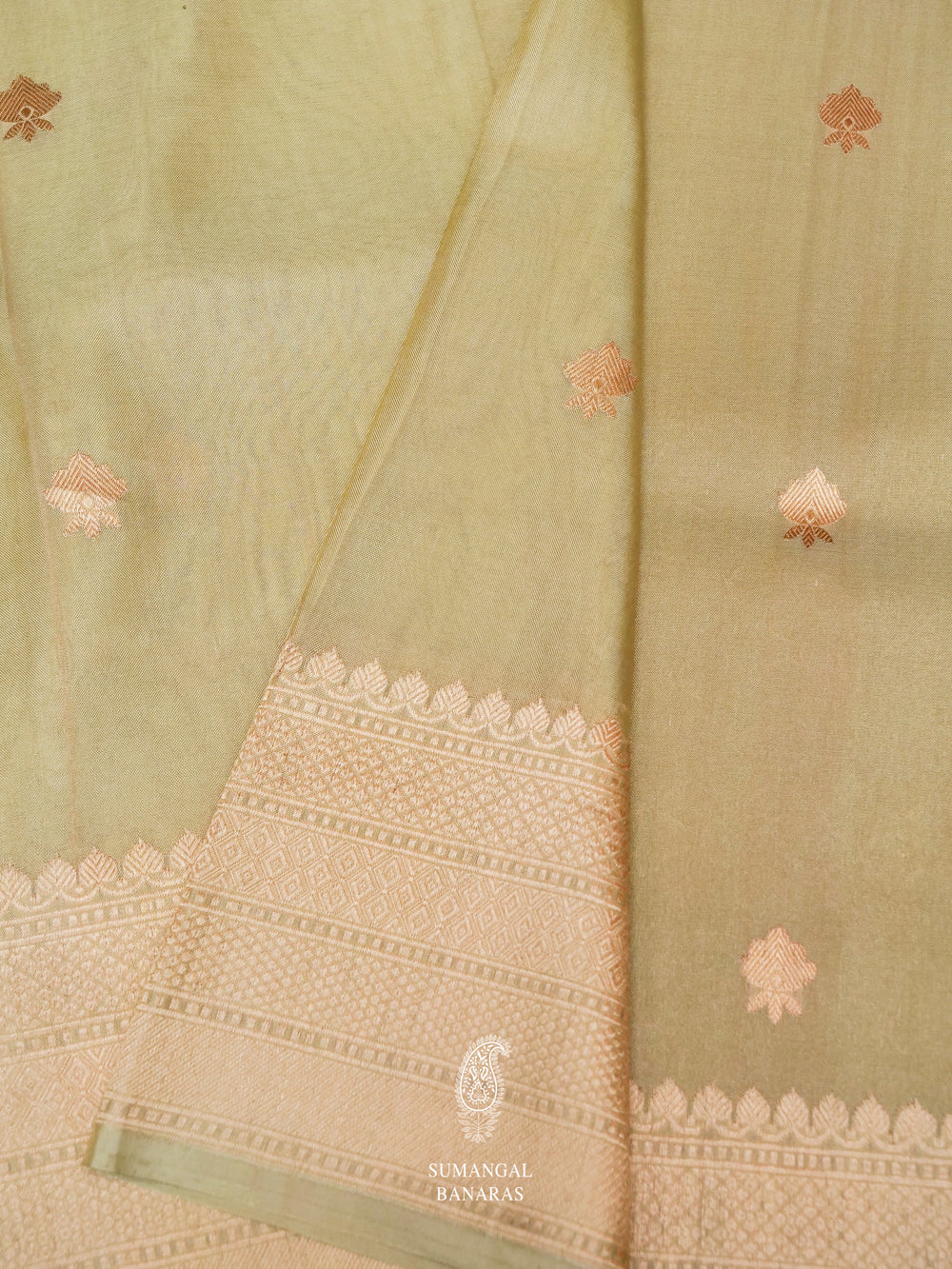 Handwoven Ravishing Green  Tissue Silk Saree