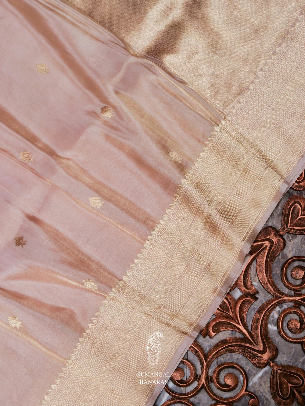 Handwoven Pastel Pink Tissue Silk Saree